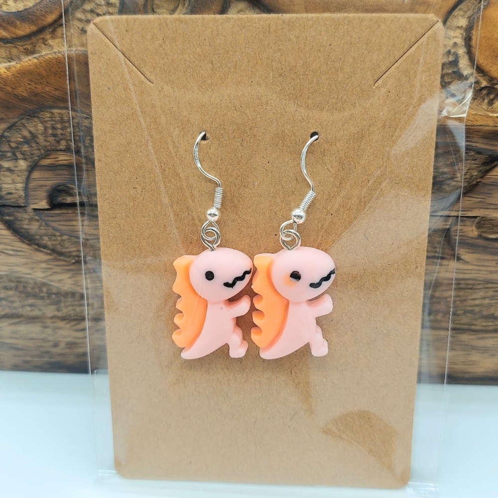 3D Pink Dinosaur Earrings Pink T-rex Earrings